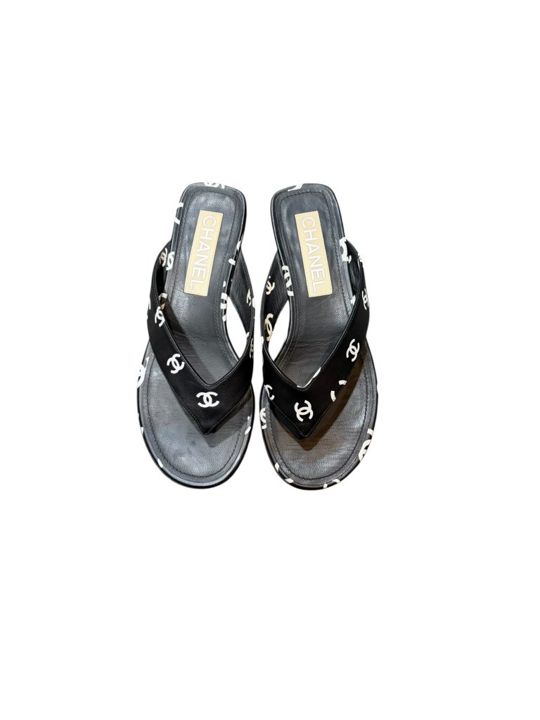 Chanel Leather Black Sandals