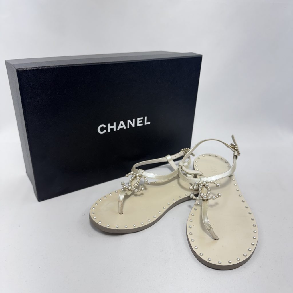 Chanel Beige Leather Sandals