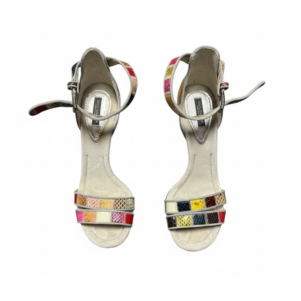 Dolce & Gabbana Patchwork Snakeskin Ankle Strap Heels