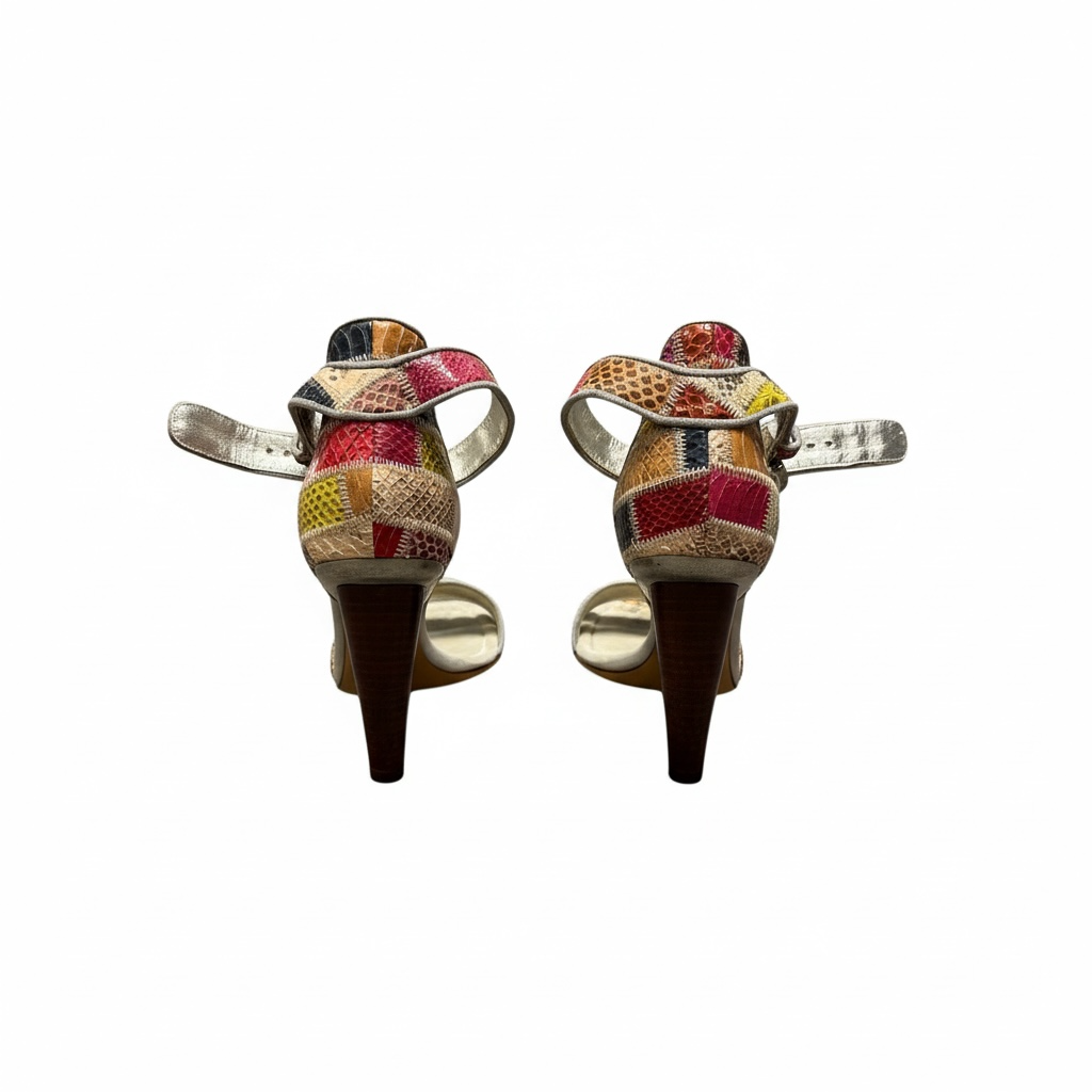 Dolce & Gabbana Patchwork Snakeskin Ankle Strap Heels - Image 3