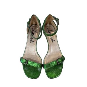 Lanvin Metallic Green Ankle Strap Sandals Size 36.5 (US 6.5)