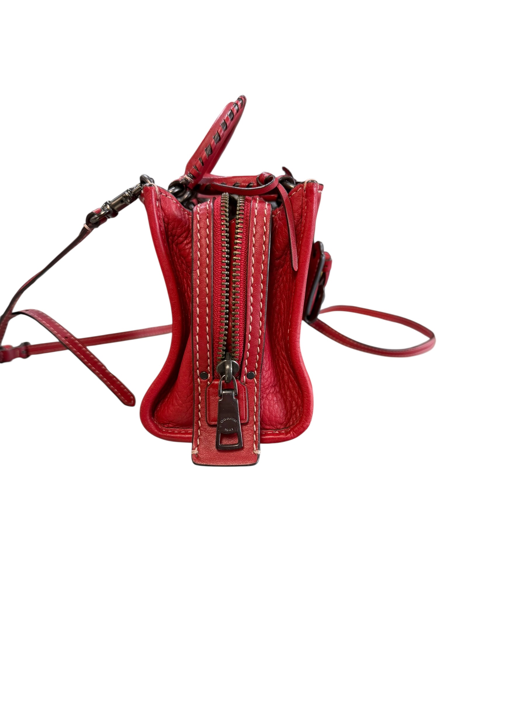 Coach Red Pebbled Leather Crossbody Bag - Image 4