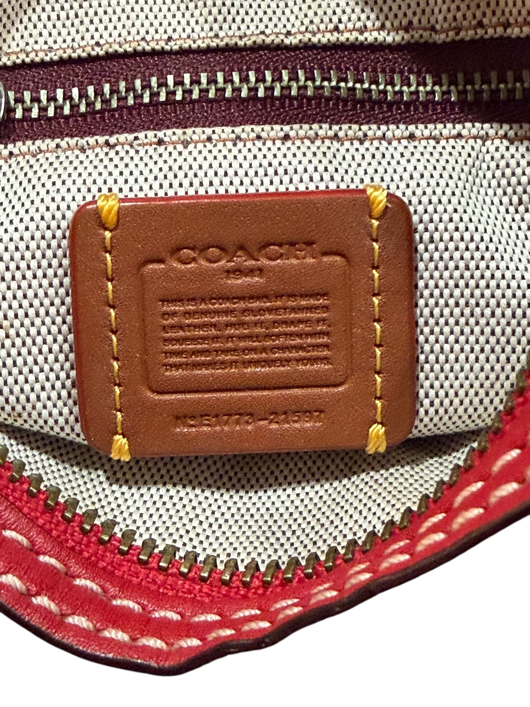 Coach Red Pebbled Leather Crossbody Bag - Image 6