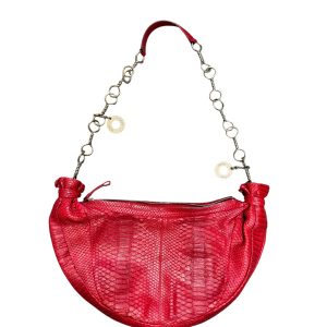 Salvatore Ferragamo Red Leather Shoulder Bag Made in Italy