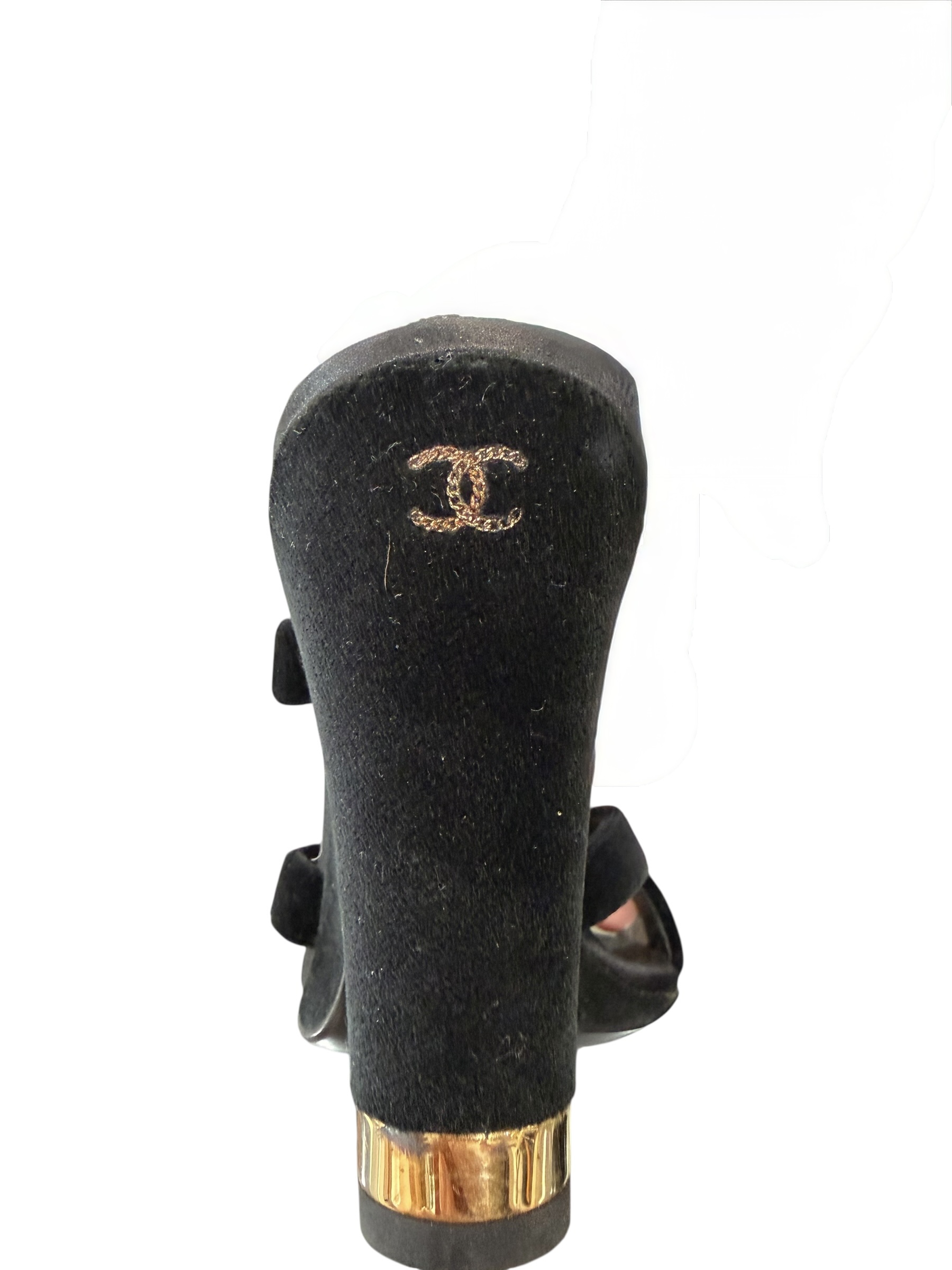 Chanel Black Suede Strappy Heel Sandals Size 35 Made in Italy - Image 5