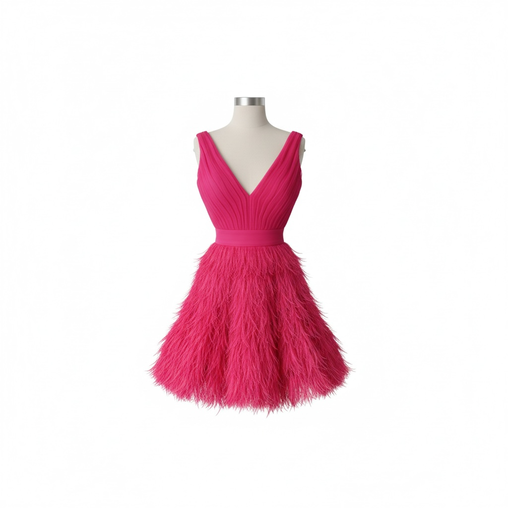 Alice + Olivia Pink Feather Skirt Cocktail Dress by Stacey Bendet - Image 5