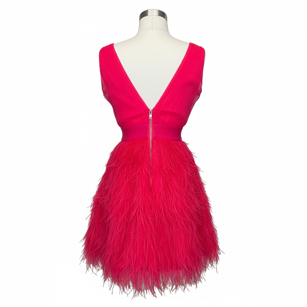 Alice + Olivia Pink Feather Skirt Cocktail Dress by Stacey Bendet - Image 2