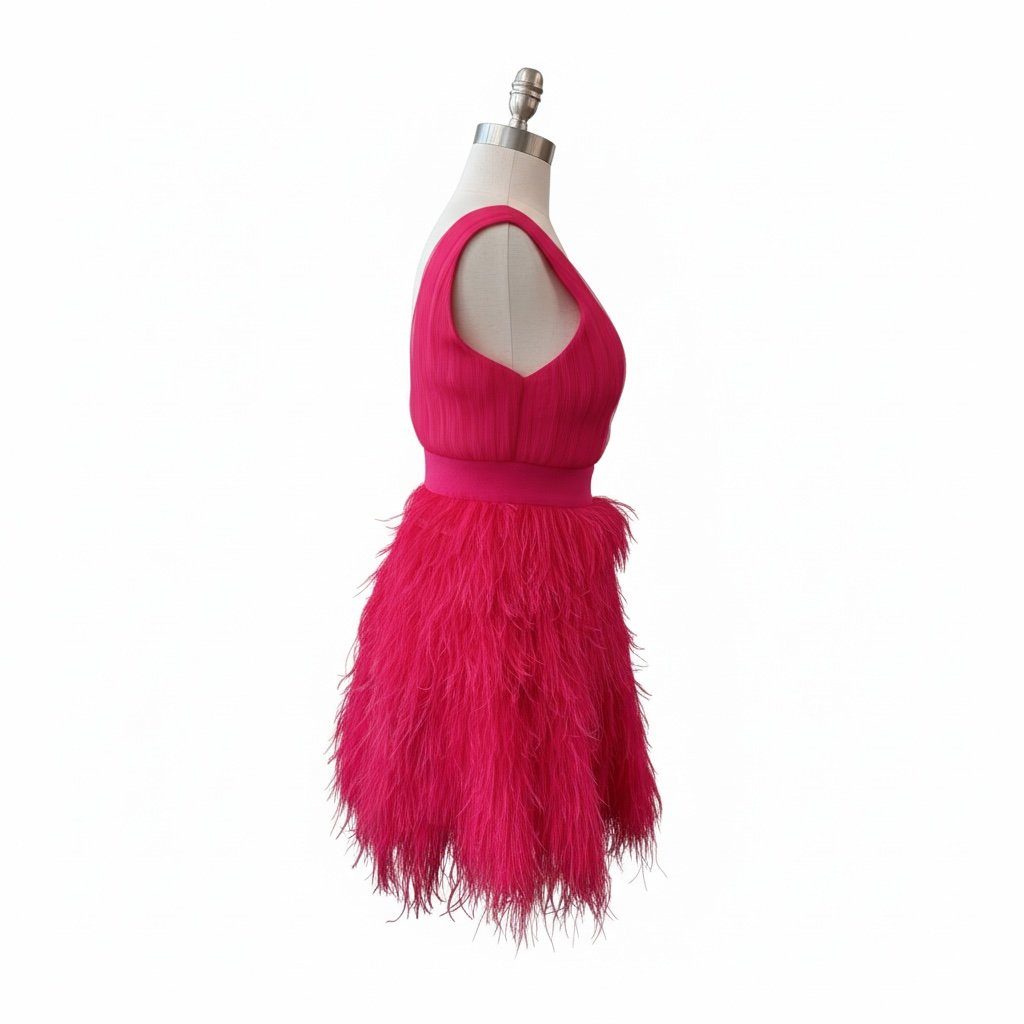 Alice + Olivia Pink Feather Skirt Cocktail Dress by Stacey Bendet - Image 3